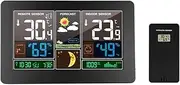 JSEIAJB Digital Weather Station Indoor Outdoor Thermometer Hygrometer Weather Forecast Clock Temperature Humidity