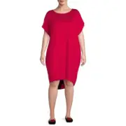 Terra & Sky Womens Plus Size Dolman Shift Red Dress with Pockets Size 4X 28W-30W