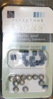 Chatterbox Scrapbook Tacks Snap-on Paper Crafting Fasteners - Denim Square NEW