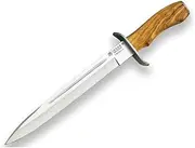 Hiking Knife Joker Chamoís CO31, with Olive Wood Handle and Blade 25.5 cm, Brown Leather Sheath, 300 Grams Weight, Stainless Steel Ferrule, Fishing Tool, Hiking, Camping and Hiking