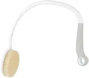 Shower Body Brush with Bristles and Loofah, Back Scrubber Bath Mesh Sponge with Curved Long Handle for Skin Exfoliation, Massage Bristles Ideal for Wet or Dry Use, Suitable for Both Men and Women (curved-grey)