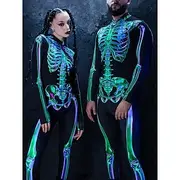 Skull Skeleton Carnival Costume Full Body Suit Cosplay Costume Bodysuits Halloween Group Couples Costumes Kid's Adults' Men's Women's Scary Costume Halloween C