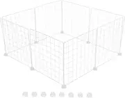 8pcs Small Animal Fence Dog Fence Small Animals Playpen Wire Wall Grid Small Pet Playpen Wire Grid Panel for Pets Rabbit Cage Puppy Playpen Kitten Playpen Bunny Playpen Iron White