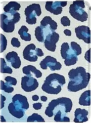 [Amooorous] Cheetah Fur Skin Blue Leather decorative Passport and Vaccine Card Wallet Combo Vaccine Case Protector Cover Passport Holder Combo with Vaccine Card Slot Waterproof, cheetah fur skin blue, 1 size