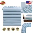 Elegant Deep Pocket Light Blue Bed Sheets - Full Size, 6-Pack for Luxury