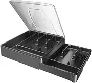 Kurberson Double Layer Silverware Tray with Lid, Drawer Organizer for Utensil Tray, Cutlery Storage Holder with Cover, Black