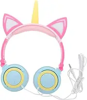 Holibanna 1Pc Unicorn Headset Glowing Over Ear Headphone with Volume Control Cartoon Design Jack Compatible Safe for Material