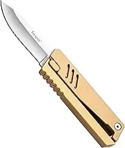 Treszen 6.9 Inch, Fishing Camping Folding Knife, Pocket Knife Outdoor Utility Knife (Gold)