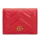 【GUCCI 古馳】466492 經典GG Marmont matelasse系列絎縫紋牛皮金屬雙G LOGO暗釦短夾/零錢包(紅色)