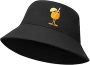 [RF&CM] Aperol Spritz Embroidered Hat, Cute Bucket Hat, Aperol Gift, Hat Women, Men Hat, Hat Splash, Summer Hat, Cocktail Lovers Gift Ideas, Black Colour, 43-62