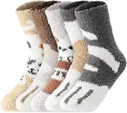 [Loiyadn] Fuzzy Socks for Women - Fluffy Socks Women, Cute Socks Soft Slipper Socks for Women, Winter Funny Animal Cozy Socks