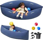 MOOZHEALTH Sensory Peapod Chair for Kids,60 Inches Inflatable Comfy Chair Sensory Pea pod with 3 Sensory Spiky Balls,Sensory Toys for Autistic Children,Includes Electric Air Pump (Blue)