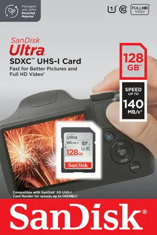 SanDisk 128GB 128G SDXC Ultra【140MB/s】SD SDHC U1 C10 UHS SDSDUNB-128G 相機記憶卡