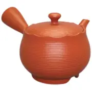 Teapot Kyusu Tokoname - AKIRA - Orange - 410 ml/cc - Stainless Mesh - Striped