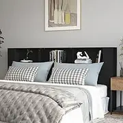 Headboard Cabinet, Storage Bed Headboard Beds Head Frame Black 220 cm