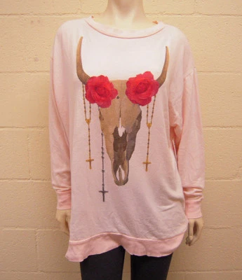 Wildfox Couture DESERT ROSE ROADTRIP OVERSIZE SWEATER in Ghost Nude (M)