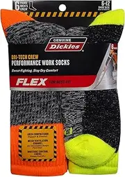 Genuine-Dickies Men's Dri-Tech Premium Performance Crew Work Sock 6-Pair-Pack
