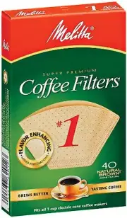 Melitta Premium #1 Cone Paper Coffee Filters, Natural Brown, 40 Count - 6 Pack
