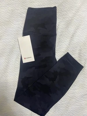 Lululemon Align High Rise Pant 25” Black Camouflage Size 8