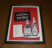 OLD SHAY BEER & ALE AND FORT PITT BEER FRAMED COLOR AD PRINT