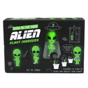 Gift Republic 14cm Mini Glow In The Dark Aliens Plant Pot Ornament Decor Green