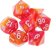 7pcs/Set D4 D6 D8 D10 D12 D20 Polyhedral Dices Numbers Dials Desktop Table Board Game (Color : Orange)