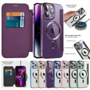 For iPhone 16e 15 14 13 12 11 Pro Max MagSafe Magnetic Leather Case Wallet Cover