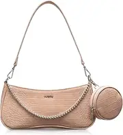 [Vulkitty] Shoulder Bag for Women Leather Small Purse Crocodile Pattern Clutch handbags with Exterior Coin Purse