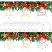 Blank Acrylic Christmas Bauble DIY Decoration 20x Clear 75mm Flat Decor