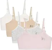 [Amuhou] Girls Crop Cami Training Bras with Pads, Mesh Back Adjustable Straps