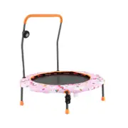Costway 36‘’ Kids Mini Trampoline Rebounder w/LED Bluetooth Pink