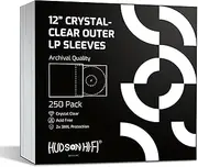Hudson Hi-Fi Vinyl Record Outer Sleeve Covers - 250 Pack - Premium Crystal Clear Sleeves - Protect Your LP Albums from Scratches, Dirt & Dust - 3 layers of 30µm Thick No-Acid Exterior Disc Cover