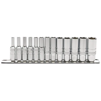 Draper 16490 Deep Metric Socket Set on a Metal Rail 1/4" Sq. Dr. 13 Piece