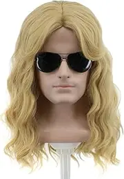Yuehong Mullet Wig for Men Redneck Rock Star Joe Dirt White Trash Costume Wigs Blonde