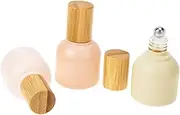 BATHVEVE 3Pcs Portable Glass Roller Bottles with Bamboo Lids for Essential Oils and Perfumes Stylish and Refillable Vials for Go Use and Ginger