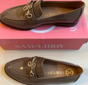 Sam & Libby Brielle taupe slip on faux leather loafers shoes 7.5 NWB women's