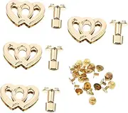 [jojofuny] Luggage Double Heart Lock Hardware Fasteners Bag Strap Gold Chain Bundy Lanyard Travel Locks Luggage Strap Fastening Clasps Combination Lock for Locker Charger Golden Alloy