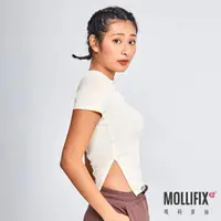 在飛比找momo購物網優惠-【Mollifix 瑪莉菲絲】側抽皺短袖訓練上衣、瑜珈上衣、