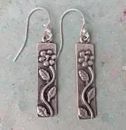 Sterling Silver Sundance Charm Botanical Flower Leaf Earrings Artisan Jewelry