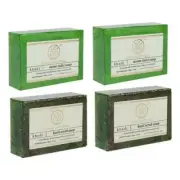 Lot of 4 Soaps - Khadi Natural 2 Tulsi & 2 Basil Scrub Ayurvedic Skin Beauty