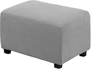 Ottoman Cover Rectangular Ottoman Slipcover Foot Stool Cover Footstool Slipcover Full Protection Footrest Stool Cover with Nonslip Elastic Bottom Ottoman Bench Cover for Home Bedroom (Dark Grey-L)