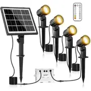 4 in 1 Solar Spotlights - IP66 Waterproof - Remote Control - 3 Lighting Modes