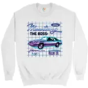 Ford Mustang GT the Boss Sweatshirt Vintage Neon Car Retro Licensed Crewneck