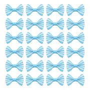100 Pcs 1.2" Grosgrain Ribbon Mini Bow Printing for Crafts DIY, Sky Blue