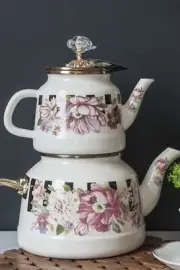 Turkish Tea Pot, Enamel Tea Pot ,Tea Kettle , Vintage Vintage, Porcelain Teapot