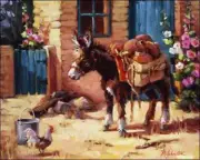Burro Accent & Decor Tile Maxine Johnston Southwest Art RW-MJA011AT