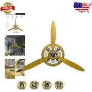 Wrought Iron Airplane Propeller Wall Clock - Unique Vintage Home Sculpture
