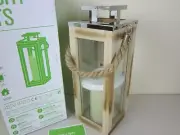 Lights4fun Large Wooden Indoor Battery Operated Lantern, Flameless, LED (New)