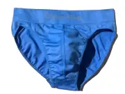 New CALVIN KLEIN Men Blue Seamless Microfiber Hip Brief Underwear sz S 687 U1017