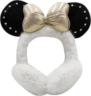 [BOLLEY JOSS] Cute Winter Warm Earmuffs Girls Foldable Big Bowknot Round Ears Plush Fluffy Ear Muffs for Kids Women